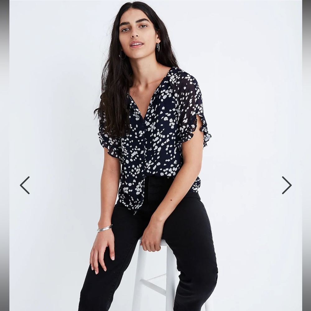 Madewell Memento Ruffle-Sleeve Top in Drifting Petals